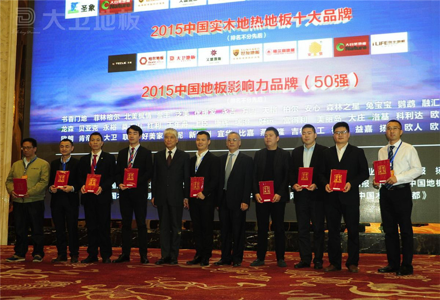 D体育（中国）地板董事长蒋卫（右二）获颁“2015中国实木地热地板十大品牌”.jpg